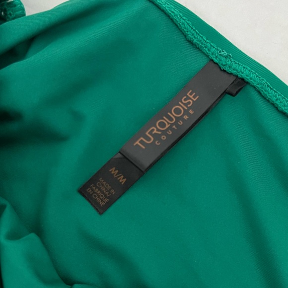 Turquoise Couture Tie Front High Rise Bikini Bottoms - Picture 3 of 4